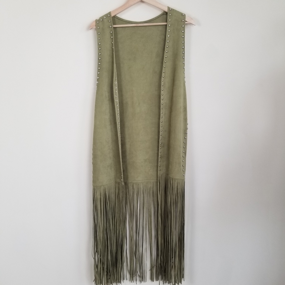 Crazy Train Faux Suede Fringe Duster